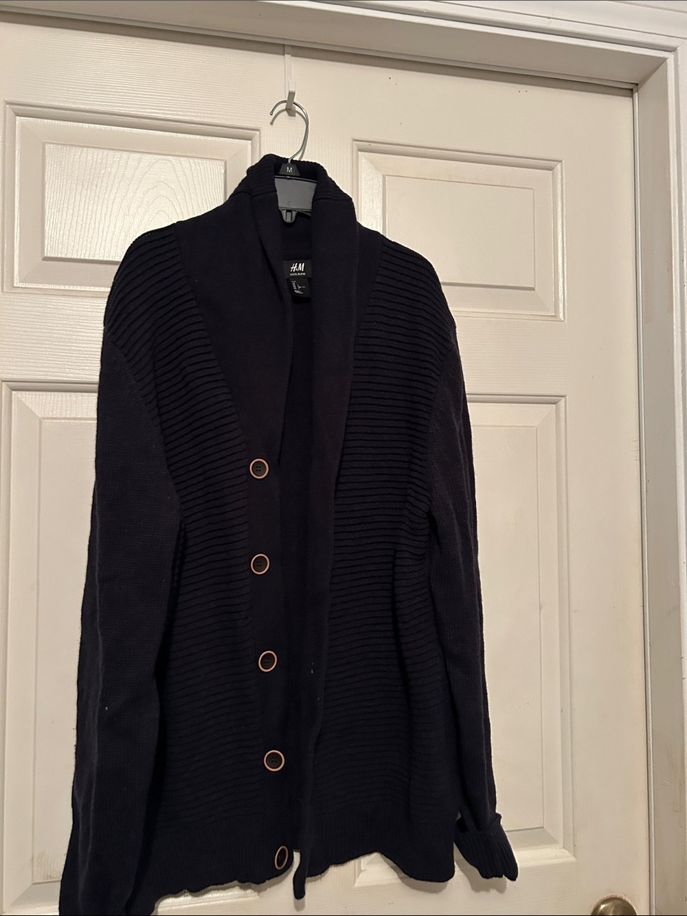 Ribbed Button Cardigan Black Large Like New